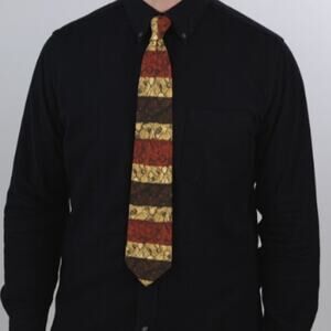 Ermenegildo Zegna Italy 100% Silk Tie Rust Brown Black Beige Necktie